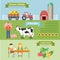 Organic natural farm flat infographics: farming eco food