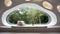 Organic Nature-inspired Sculpture On Circular Window A Captivating Blend Of Art And Architecture