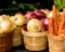 Organic Onions and Carrots in Basket