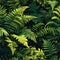 Organic pattern that captures the intricate textures of sunlit ferns in a shaded forest. AI Generated