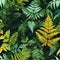 Organic pattern that captures the intricate textures of sunlit ferns in a shaded forest. AI Generated