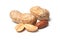 Organic peanuts on white background