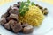 Organic pilau rice with grilled chicken