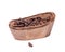 Organic pine nuts in shell in olive wood bowl