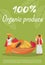 Organic produce poster flat vector template