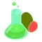 Organic product icon isometric vector. Transparent laboratory flask and guava