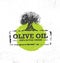 Organic Raw Olive Oil Vector Creative Design Element. Extra Virgin Eco Food Label Concept On Raw Background