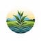 Organic Realism Logo: Vibrant Plant And River Illustration For Agricultural Planting