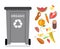 Organic recycling garbage can trash isolated flat design icon vector illustration