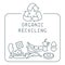 Organic recycling icons set with garbage and lettering