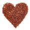 Organic Red Quinoa seed Chenopodium quinoa in Heart Shape.