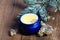 Organic resin ointment, medicinal cream in blue glass