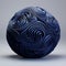 Organic Sculpted Blue Sphere With Waves: Tomek Setowski Inspired Art