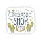 Organic shop logo template design, label for healthy food store, vegan shop, vegetarian cafe, ecology company, natural