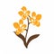 Organic Simplicity: Orchid Flower Silhouette Icon In Light Orange And Yellow