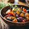 Organic Sizzle Crop in Bowl on Rustic Wooden Table