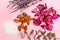 Organic Skincare Ingredients on pink background