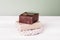 organic solid soap bars with coffee and oats bran. natural skin peeling routine. reusable cotton washcloth, eco hygiene