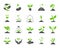 Organic sprout simple color flat icons vector set