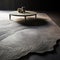 Organic Stone Carving Inspired Rug With Geometric Waves And Table