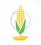 Organic Sweet Corn On The Cob Creative Vector Design Element For Menu Design. Healthy Food Illustration Concept