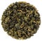 Organic tea leaves placed in round shape. Jiayang Organic Alluvial Demon Taiwan Oolong Tea isolated on white background