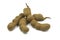 Organic Thai tamarind on white isolated background with clipping path. Ripe tamarind is herb have sweet and sour taste can use for