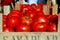 Organic tomatoes on a market stall