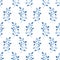 Organic twig plant seamless pattern white blue background