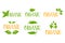 Organic vector logo set in green and orange colors with several types of green herbal leaves
