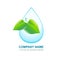 Organic vector logos. Green leaf and blue water drop. Eco logo.