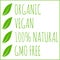 Organic, vegan, natural, GMO free - green leaves vector