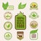 Organic vegan vector logo labels healthy food eco restaurant logo badges nature diet product illustration