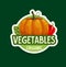 Organic vegetables badge or icon, farm veggie food