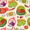 Organic vegetables colorful pattern seamless