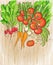 Organic vegetables on a wooden background