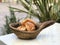 Organic Village Pita Bread in Wooden Basket.