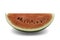 Organic watermelon in a piece of cut lengthwise on white isolated background with clipping path. Ripe red watermelon have sweet