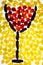 Organic wine grapes. Wine glass picture with red green and black