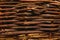 Organic woven willow wicker fence panel suitable for crafts, picnic or gardening background