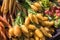 Organics small yellow carrots for sale at farmers market