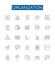 Organization line icons signs set. Design collection of Organize, Group, Arrange, Alliance, Aggregate, Coalition