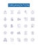 Organization line icons signs set. Design collection of Organize, Group, Arrange, Alliance, Aggregate, Coalition