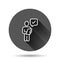 Organization management icon in flat style. People with check mark vector illustration on black round background with long shadow