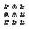 Organization structure black glyph icons set on white space