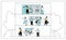 Organizational socialization flat vector illustration and behaviors