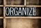 Organize Concept Metal Letterpress Word in Drawer