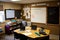 organized classroom with mini whiteboard, markers, and blackboard for notes