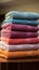 Organized comfort Towels stacked neatly for a clean and sophisticated look