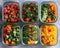 Organized meal prep containers filled with a rainbow of chopped vegetables healthy meals. Generative AI
